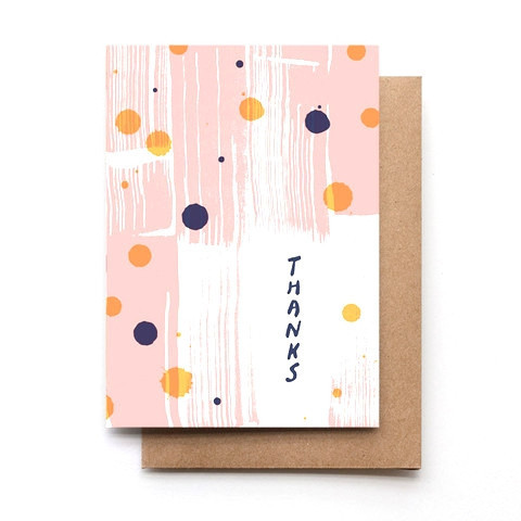 Thanks (Pink and Navy Dots) Card