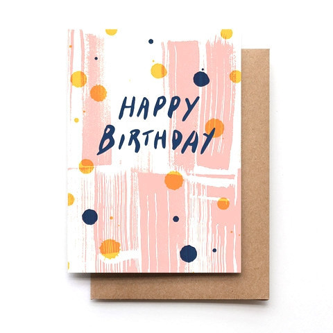Happy Birthday (Pink and Navy Dots) Card