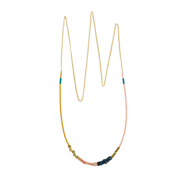 Pink | Mustard Beaded Necklace