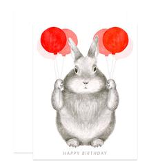 Happy Birthday Bunny with Balloons Card