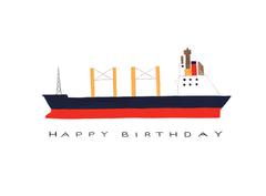 Cargo Ship Happy Birthday Card