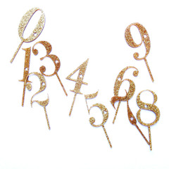 Gold Glitter Cake Toppers Set