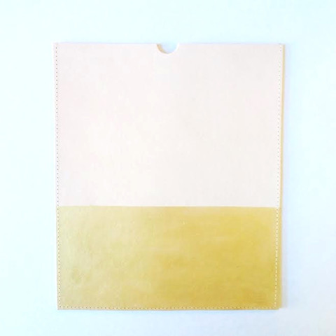 Natural and Gold Leather IPad Sleeve
